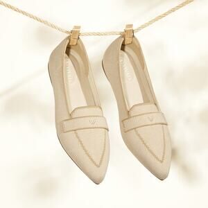 NEW Vivaia Amelia Pointed Toe Loafers Flats Nude Career Comfort sz EU41/10.5US
